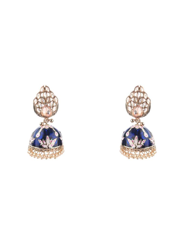 Reverse AD Jhumka Earrings in Assorted color - CNB9588