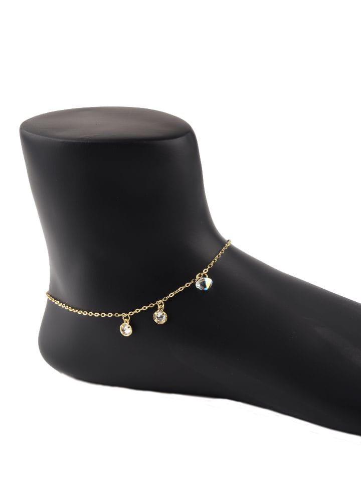 AD / CZ Loose Anklet in White color and Gold finish - CNB15099