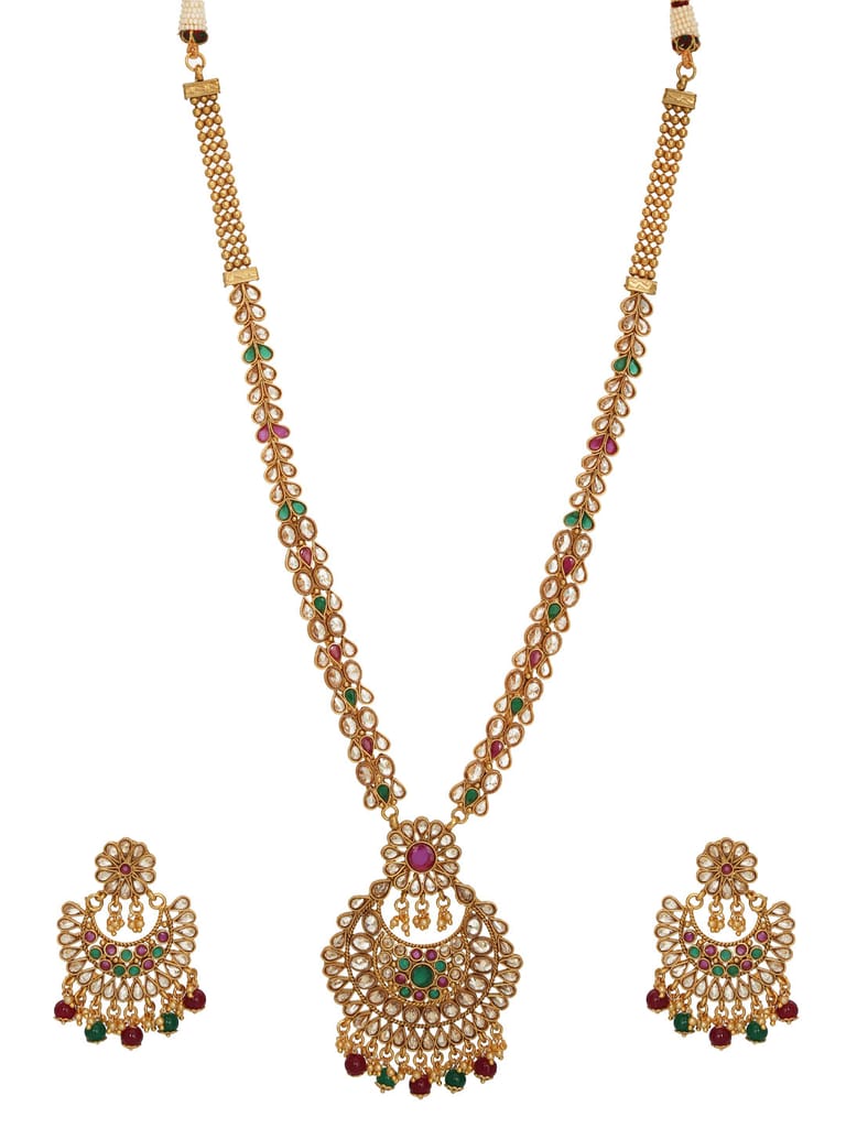 Antique Gold Long Necklace Set in Gold Finish - CNB1241