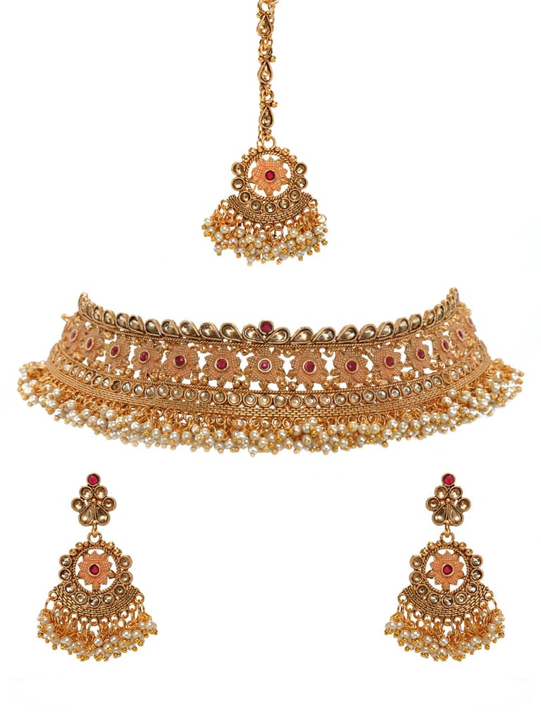 Antique Necklace Set in Gold finish - CNB6513