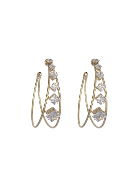AD / CZ Bali type Earrings in Gold finish - CNB3994