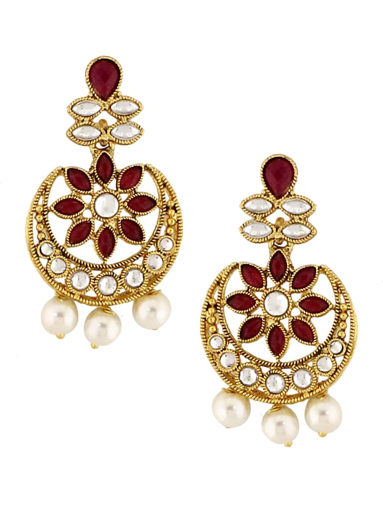 Traditional Chandbali Earrings in Gold finish - S20268