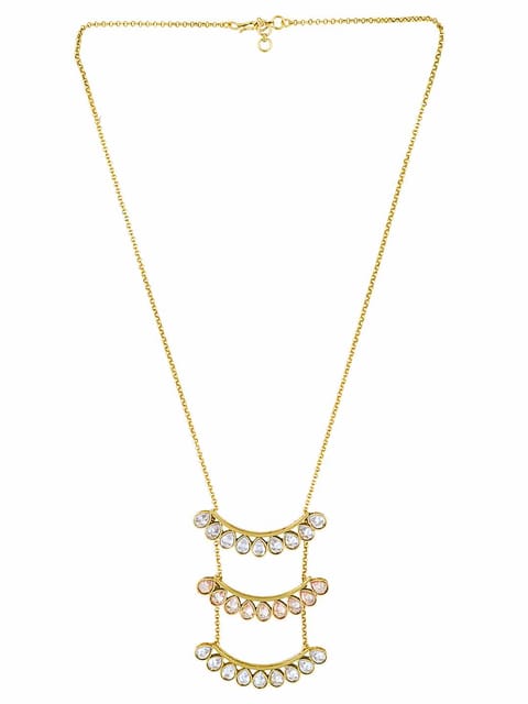 Reverse AD Long Necklace in Gold finish - MT460