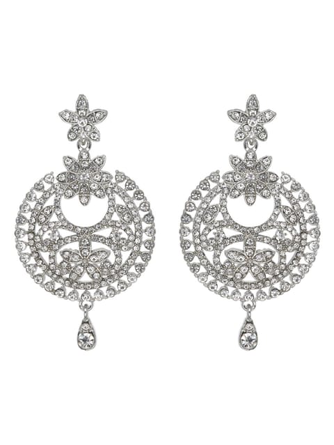 Setting Stone Long Earrings in White color - CNB6306