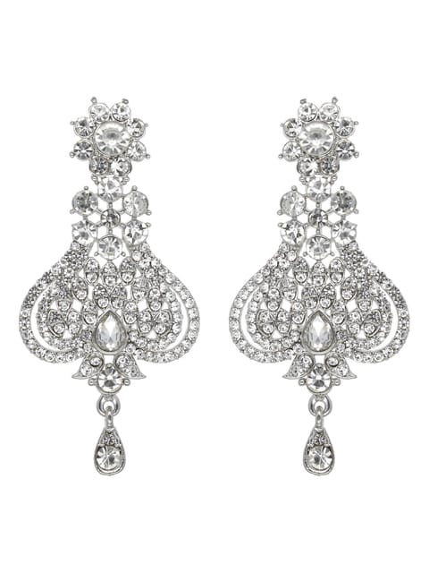 Setting Stone Long Earrings in White color - CNB6308