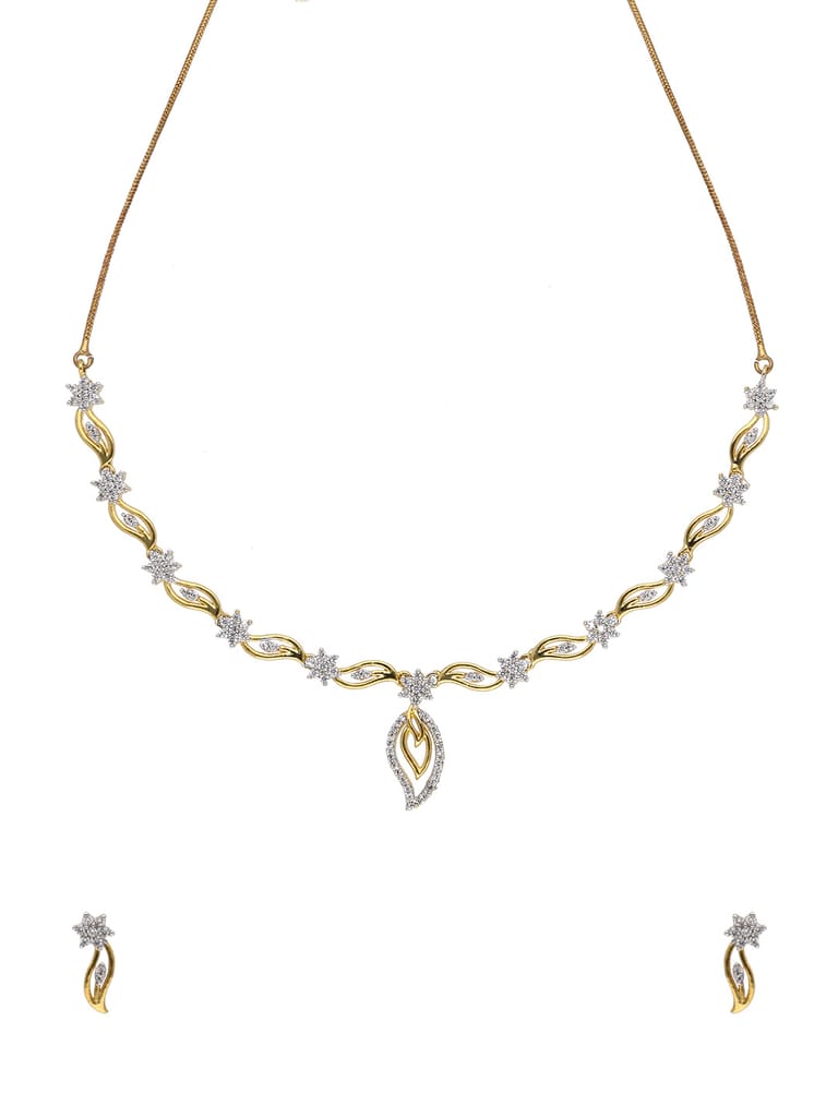 AD / CZ Necklace Set in White color - S30620