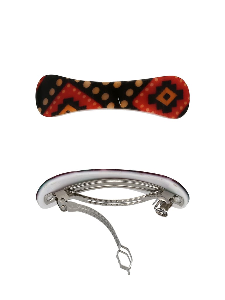Printed Hair Clip in Assorted color and Rhodium finish - NIH7054