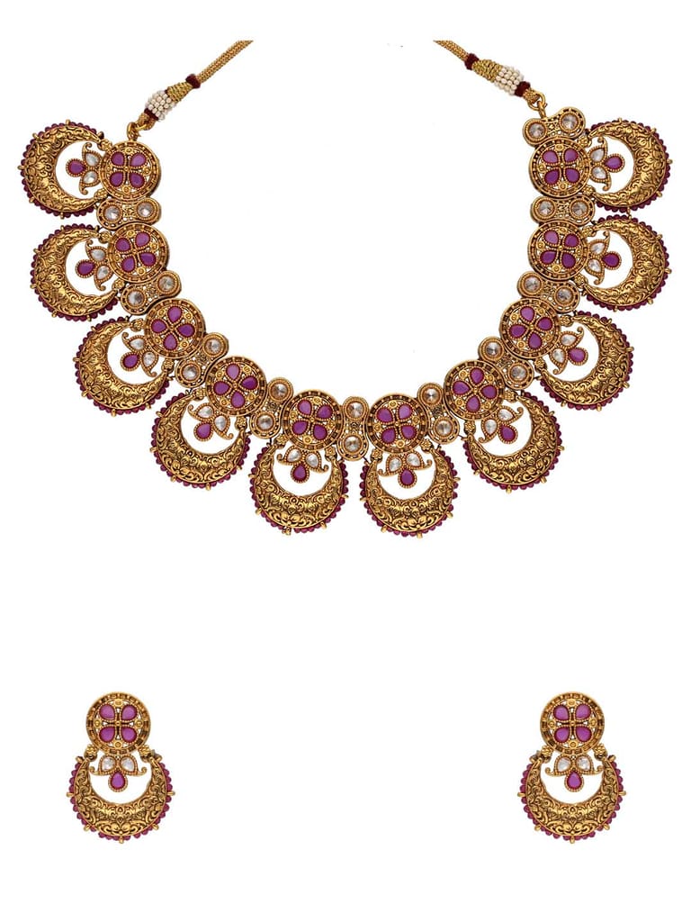 Reverse AD Necklace Set in Gold finish - PEAN909A