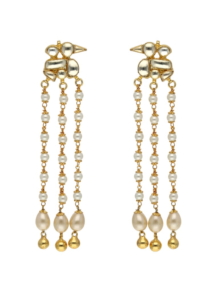 Kundan Long Earrings in Gold finish - MJA26 Kundan Long Earrings in Gold finish - MJA26