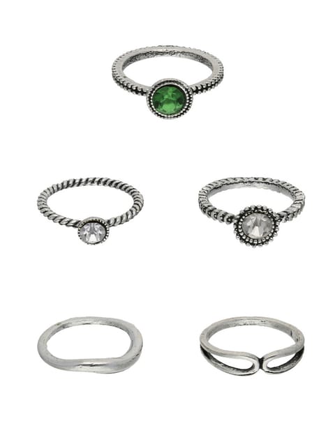 Finger Ring in Assorted color and Oxidised Silver finish - CNB17041