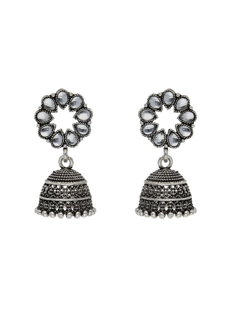 Jhumka Earrings in Oxidised Silver finish - TAHCH142-01