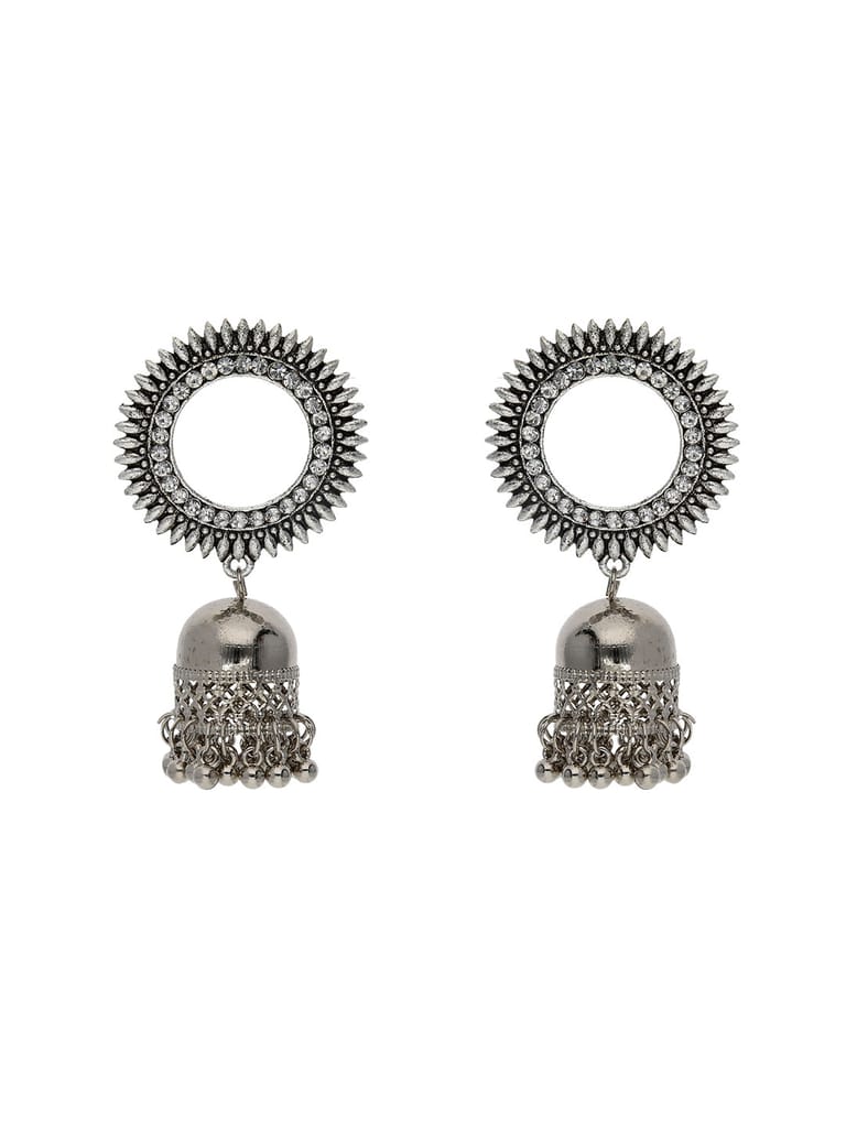 Jhumka Earrings in Oxidised Silver finish - TAHSR06