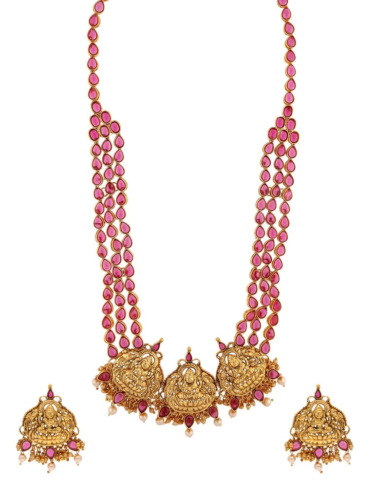Temple Long Necklace Set in Gold finish - JYK1001