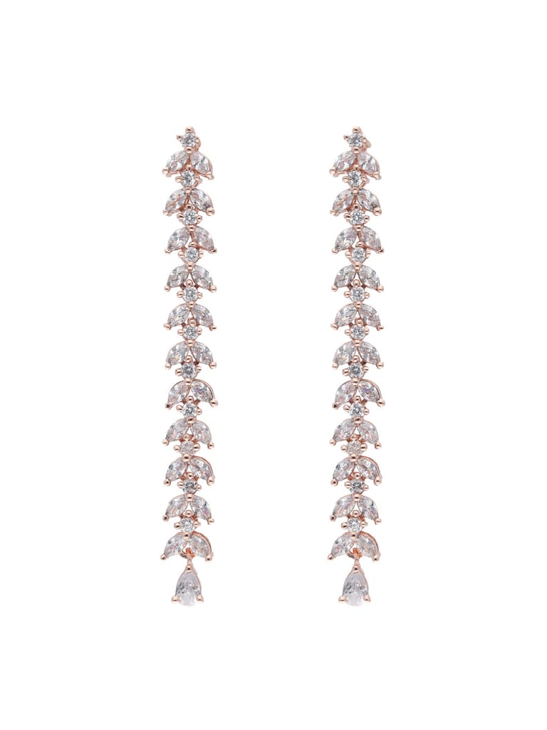 AD / CZ Long Earrings in Rose Gold finish - GNP9