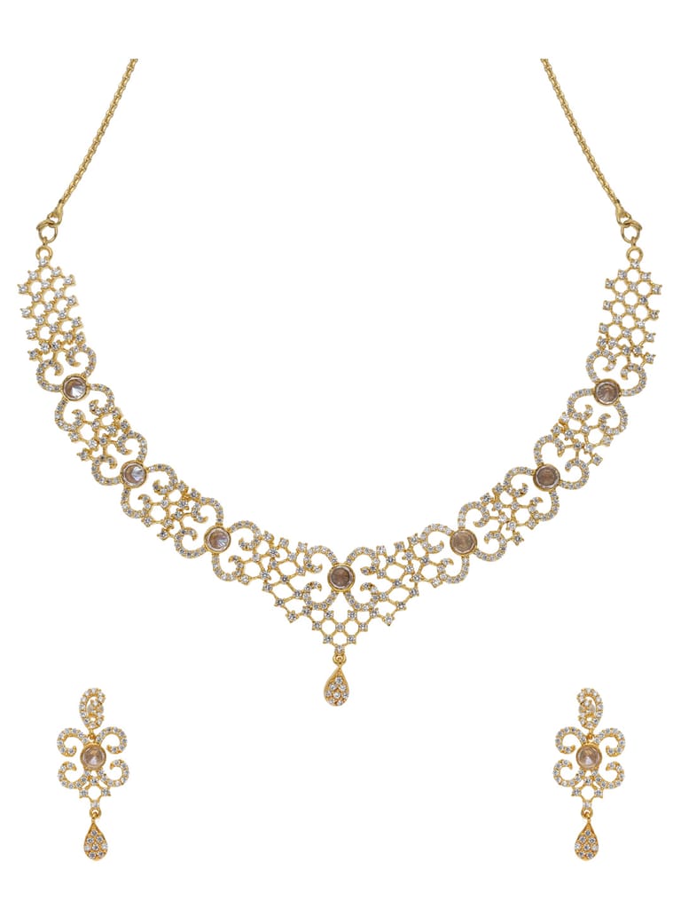 AD / CZ Necklace Set in Gold finish - ADN573