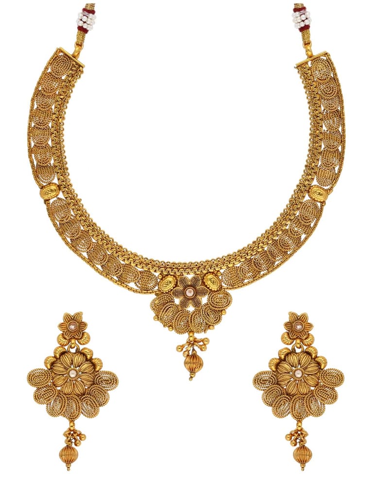Antique Necklace Set in Gold finish - AMN70