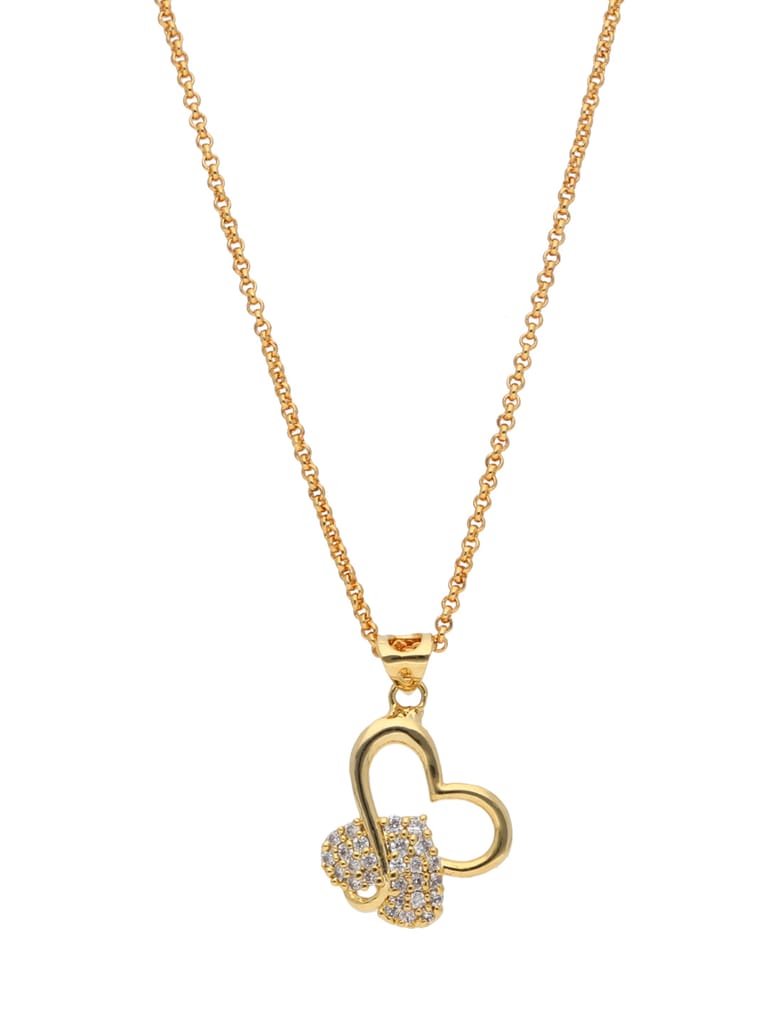 AD / CZ Heart Shape Pendant with Chain - PPP5005