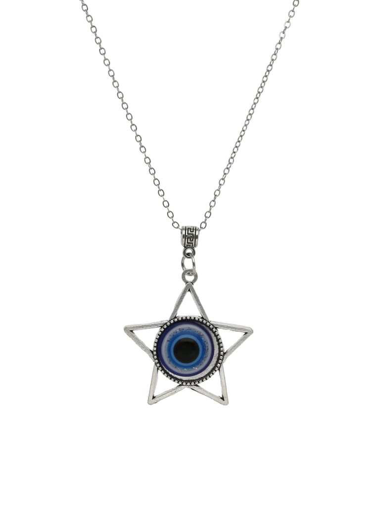 Evil Eye Pendant with Chain in Rhodium finish - WWA