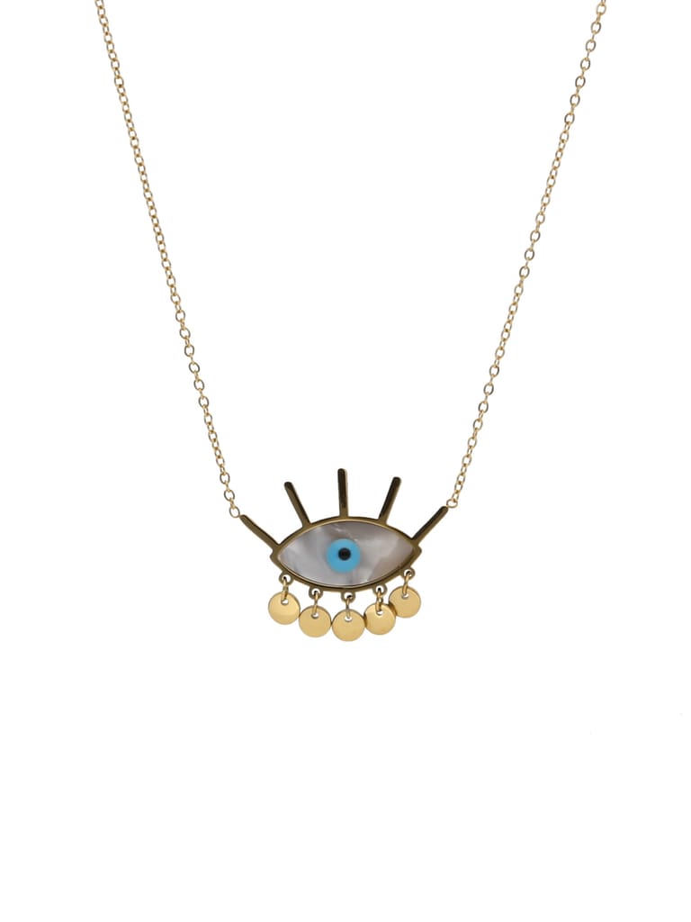 Evil Eye Pendant with Chain in Gold finish with MOP - CNB24365