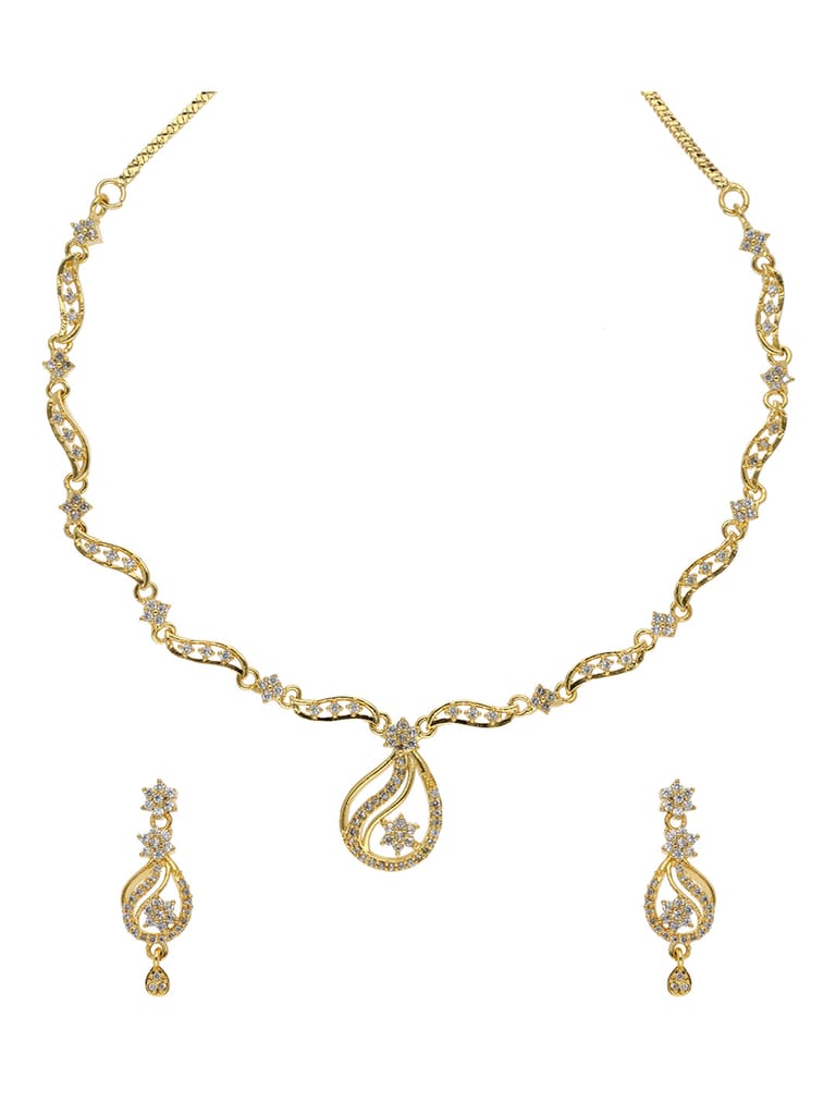AD / CZ Necklace Set in Gold finish - RRM30112