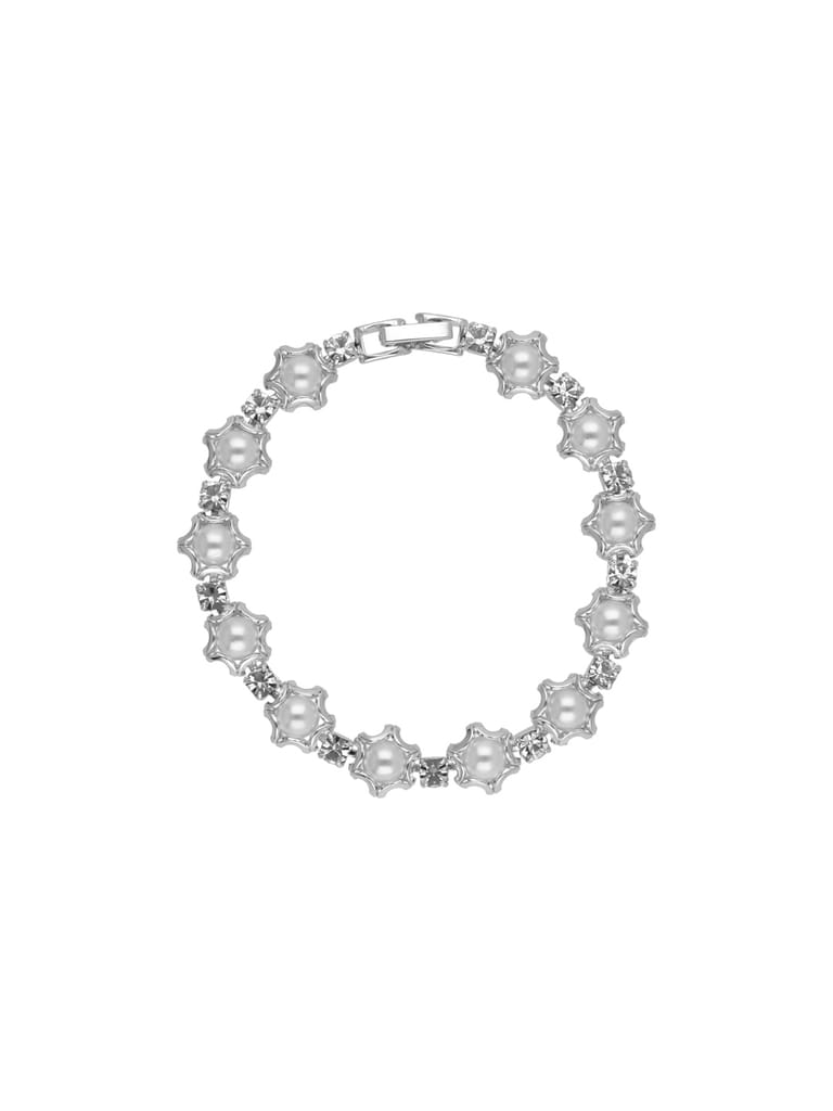Pearl Loose / Link Bracelet in Rhodium finish - CNB25446