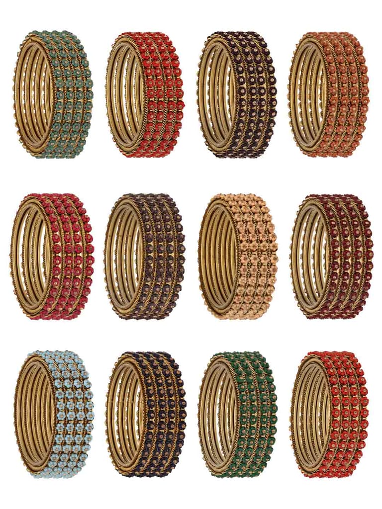 Antique Bangles in Assorted color and Mehendi finish - BEA5021