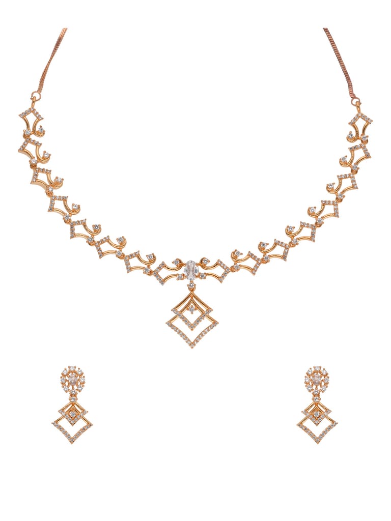 AD / CZ Necklace Set in Rose Gold finish - RRM60102