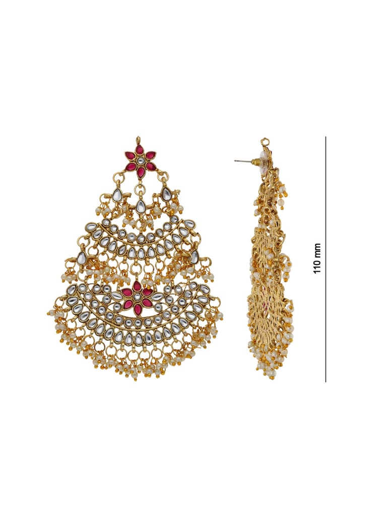 Traditional Long Earrings in Gold finish - 60226