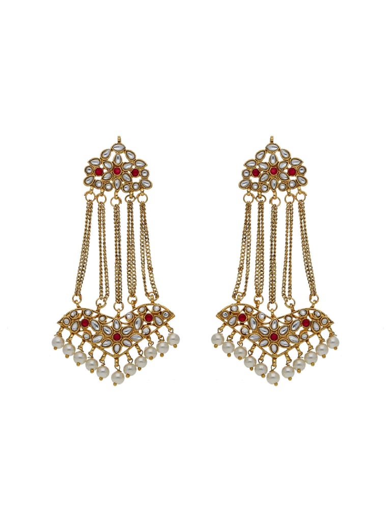 Traditional Long Earrings in Gold finish - 20382