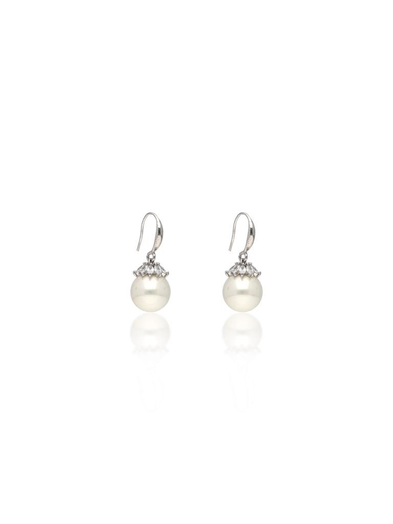 Pearls Dangler Earrings in Rhodium finish - CNB26719