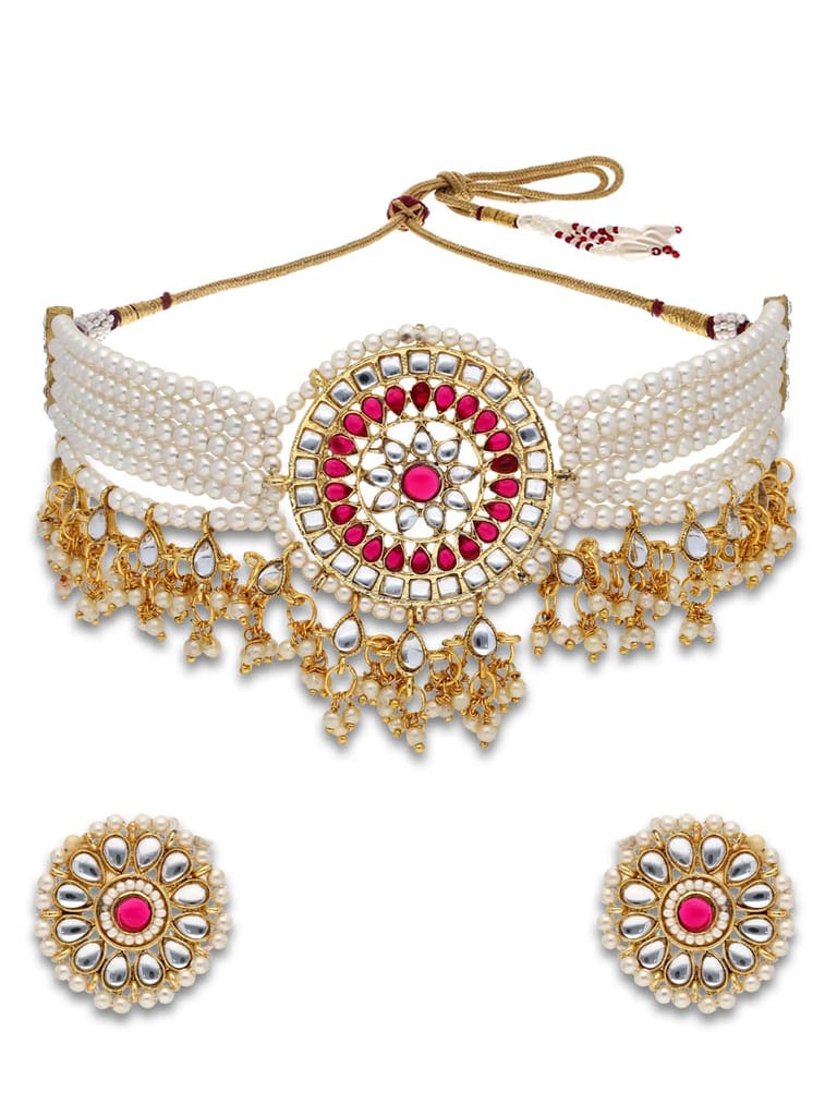 Kundan Choker Necklace Set in Gold finish - P7070