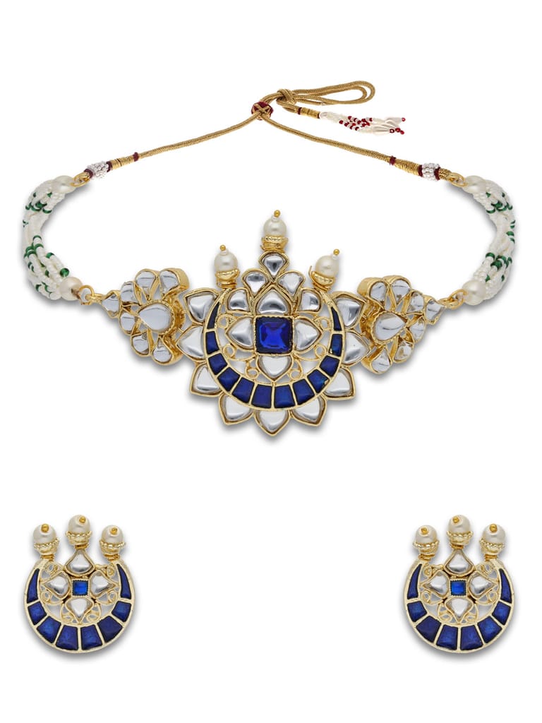 Kundan Choker Necklace Set in Gold finish - P5055