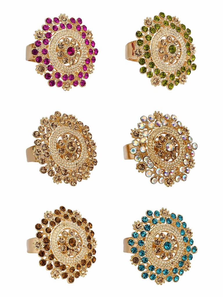 Fancy Finger Ring in Assorted color and Gold finish - CNB5498