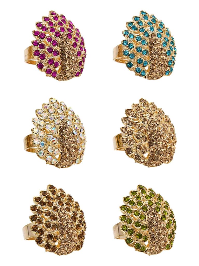 Fancy Finger Ring in Assorted color and Gold finish - CNB5452