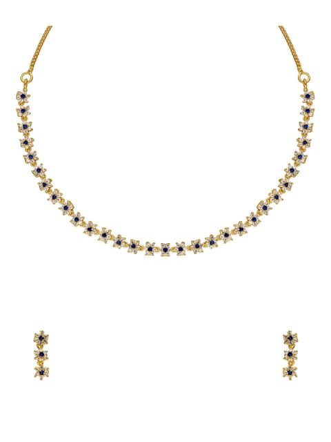 AD / CZ Necklace Set in Gold Finish - CNB829