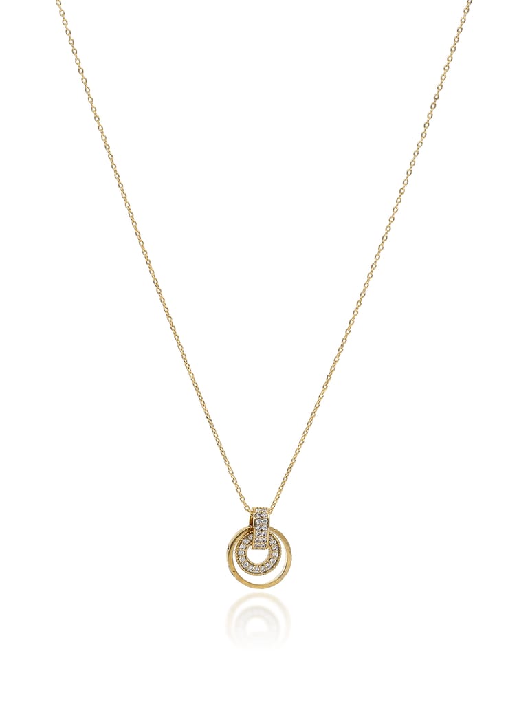 AD / CZ Pendant with Chain Set in Gold finish - CNB4645