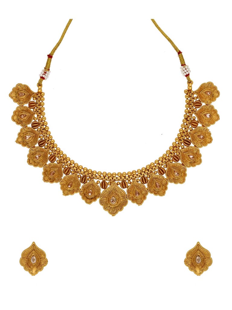 Antique Necklace Set in Rajwadi finish - AMN173