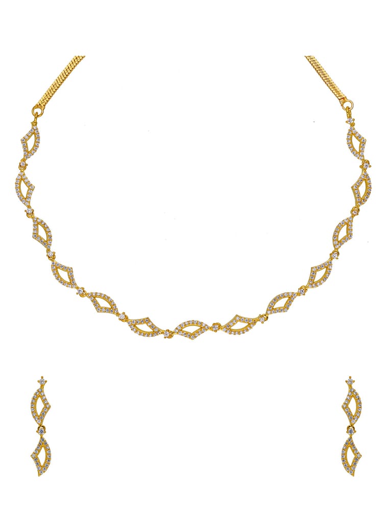 AD / CZ Necklace Set in Gold finish - NFJ883G