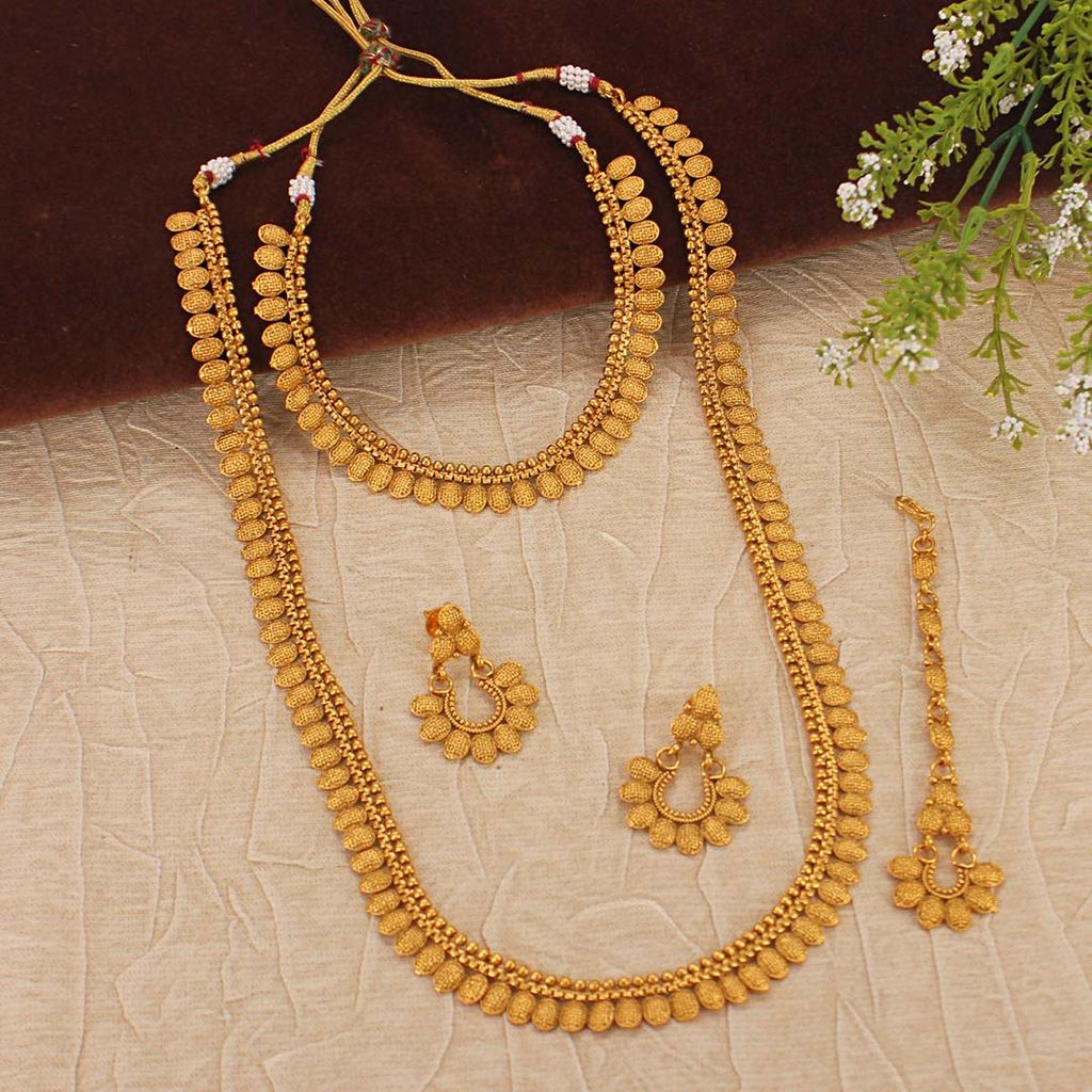 Antique Short Necklace with Long Haram Combo Set - AMN208