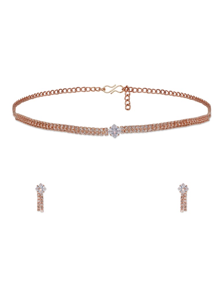 Western Choker Necklace Set in Rose Gold finish - CNB29874