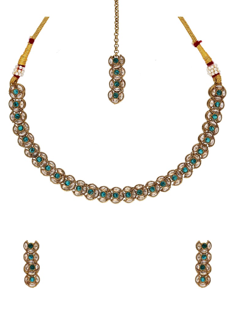 Reverse AD Necklace Set in Mehendi finish - SPA9169