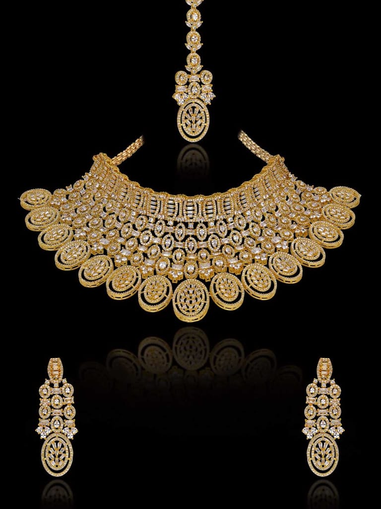 AD / CZ Necklace Set in Gold finish - RRM14027