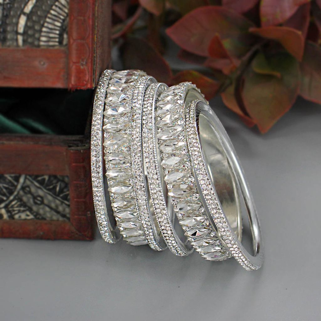 Traditional Bangles in Rhodium finish - CNB30802