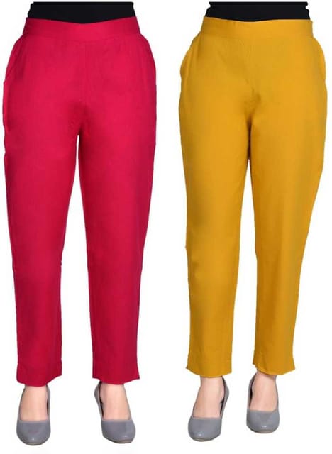 Adesa Regular Fit Women Pink, Yellow Trousers ()