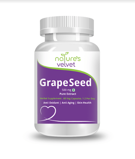 nature's velvet Grape Seed Pure Extract 500 mg, 60 Veggie Capsules - Pack of 1