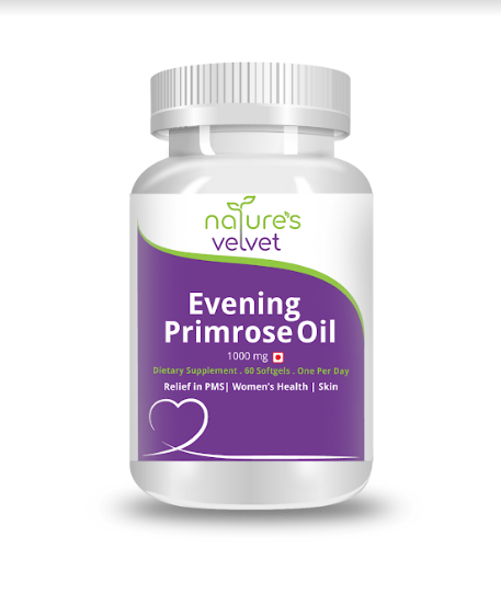 nature's velvet Evening Primrose Oil 1000mg, Most Potent for Womens Health, 60 Softgels - Pack of 1