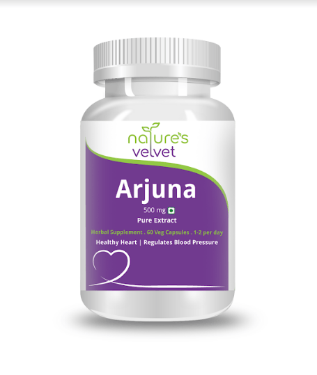 nature's velvet Arjuna Pure Extract 500 mg, 60 Veggie Capsules - Pack of 1