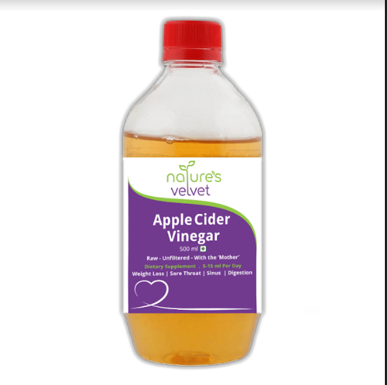 nature's velvet Apple Cider Vinegar With Mother of Vinegar- 500 ml, Unfiltered, Unpasteurised - Pack of 1