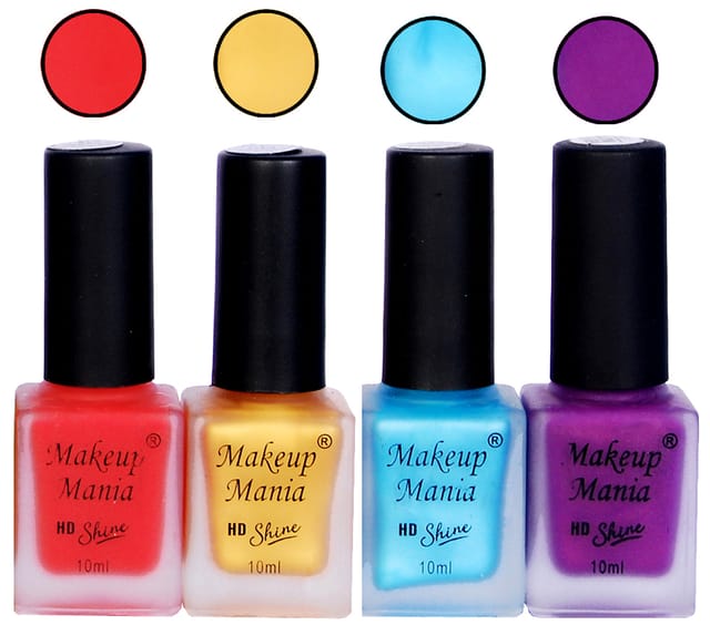 Makeup Mania Nail Polish Combo, Matte Nail Paint Set of 4 Pcs x 10ml each, Nail Polish Set (439)