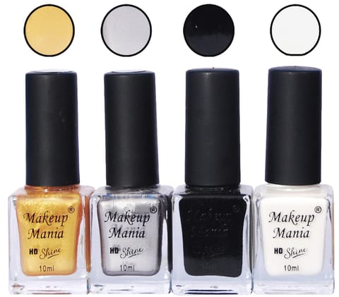 Makeup Mania Nail Polish Combo, Nail Paint Combo Set of 4 Pcs x 10ml each, Nail Polish Set (454)